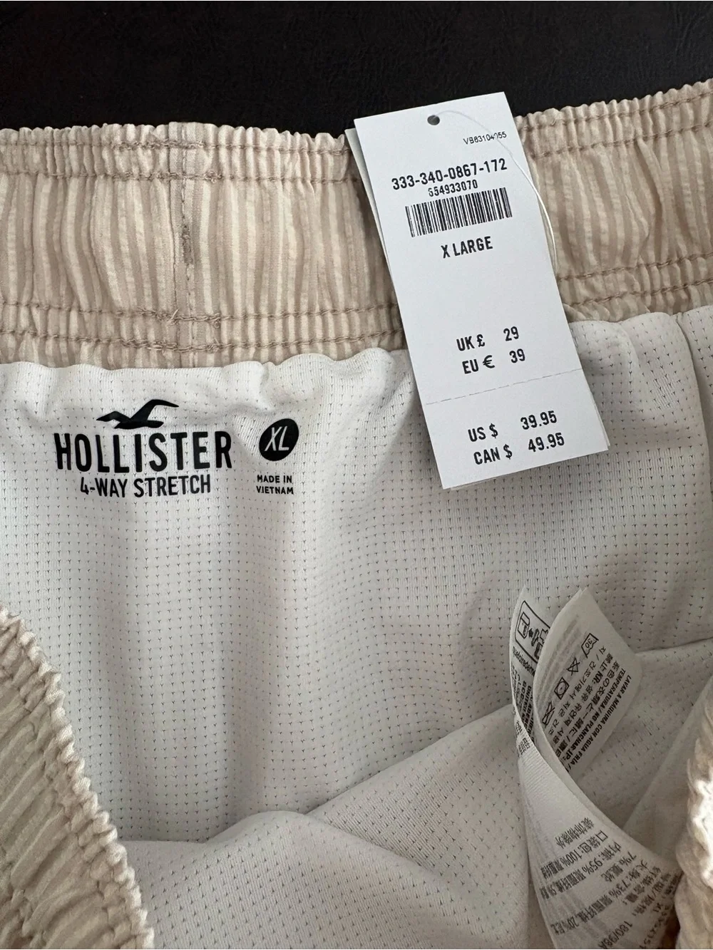 Hollister Cream men’s swim trunks