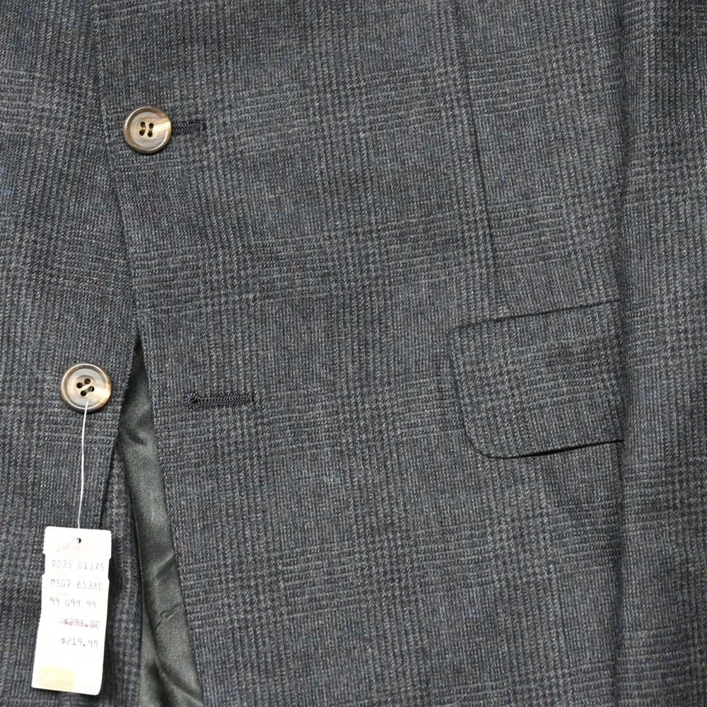 NEW Deadstock Vtg USA Made 41L 42L Brown Check‎ Flannel Blazer Sport Coat Jacket