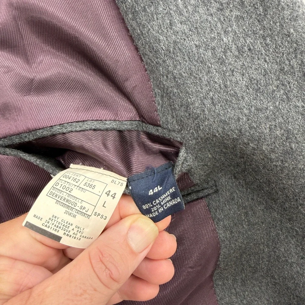 Loro Piana Sport Coat  Cashmere Mink Blend Grey Mens 44 L Cremieux