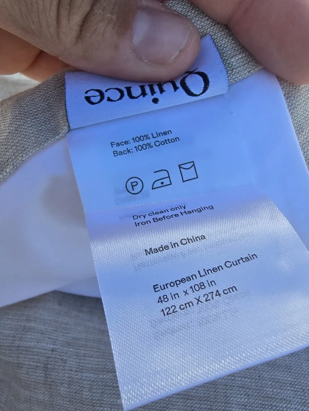 Quince 48x108 European Linen Light Filtering Flax 1 Panel Curtain 48