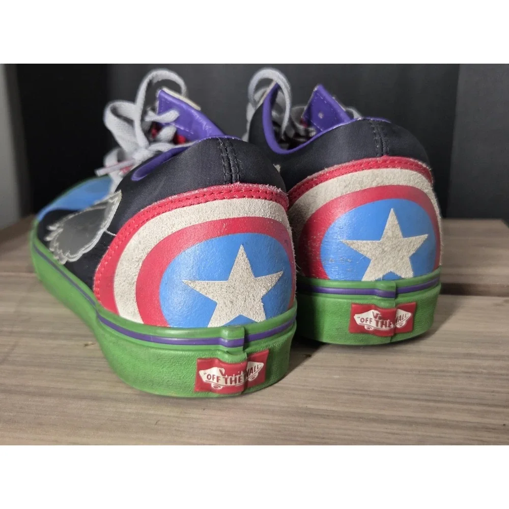 Vans Marvel Old Skool Avengers Shoes Sz 12 Skateboard Super Hero Capain America