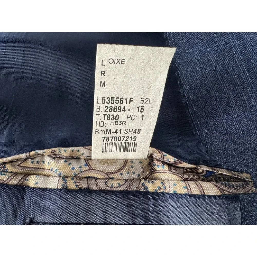 Ralph Lauren Silk Wool Blazer Mens 52L‎ Plaid Lined 2-Button Double-Vented Blue