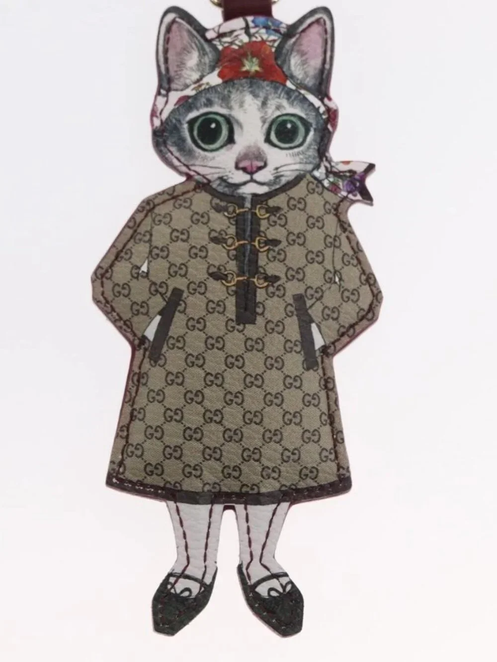 GUCCI GG Supreme Japan limited edition Yuko Higuchi Cat BO Charm Beige 171170SAM