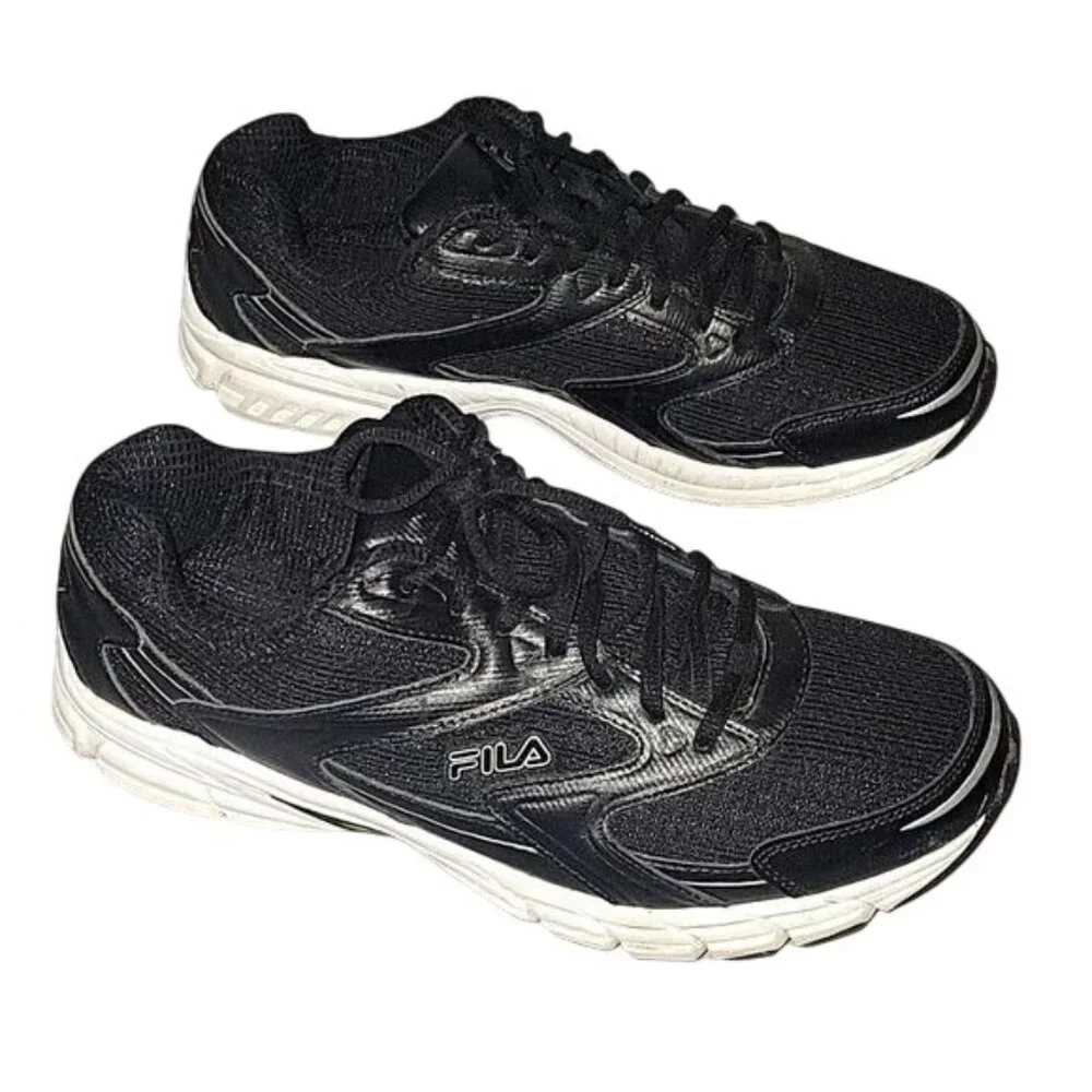 Fila Black & White Mens Athletic Running Shoes‎ Size 11 walking running workout