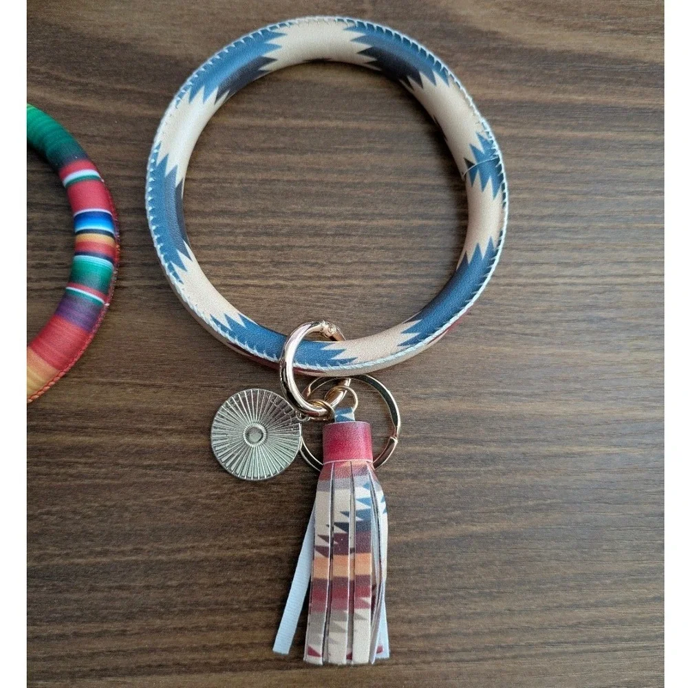 Wholesale Lot of‎ 8 Bangle Wristlet Key Chain Aztec Serape Stripes Southwestern