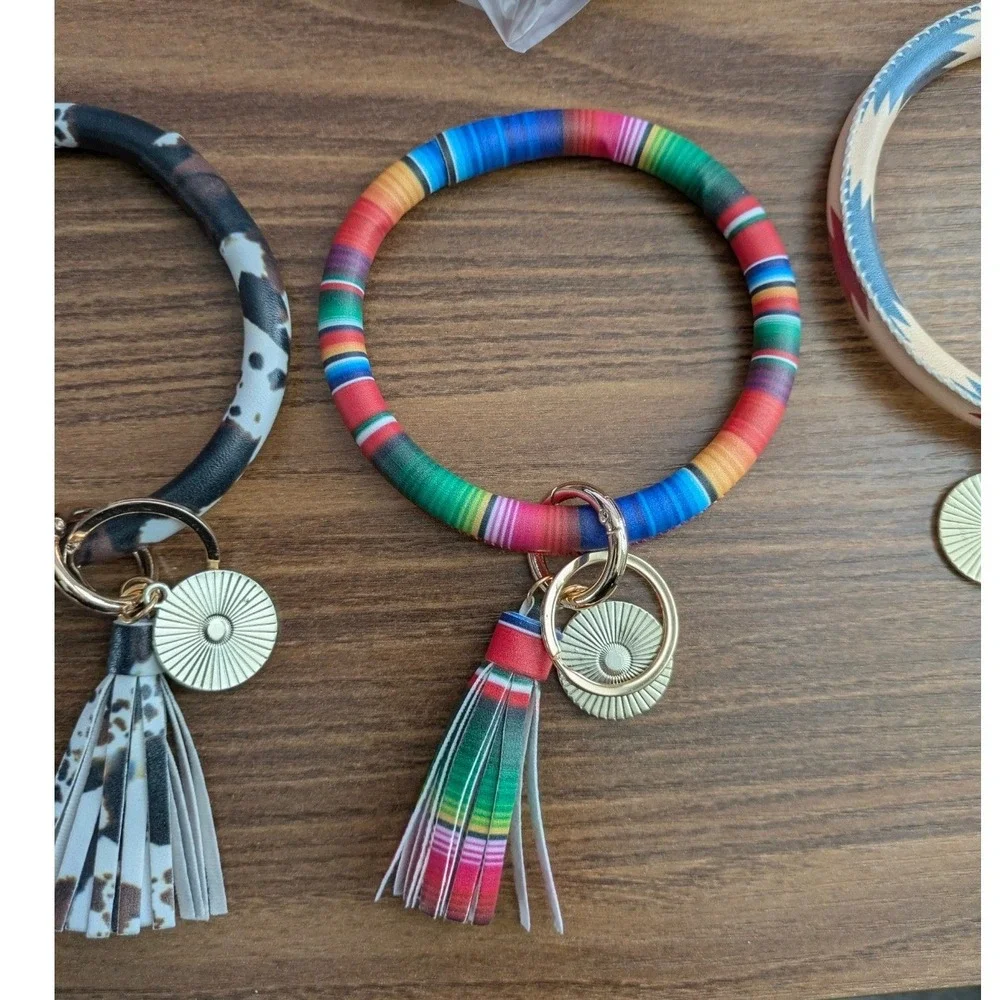 Wholesale Lot of‎ 8 Bangle Wristlet Key Chain Aztec Serape Stripes Southwestern