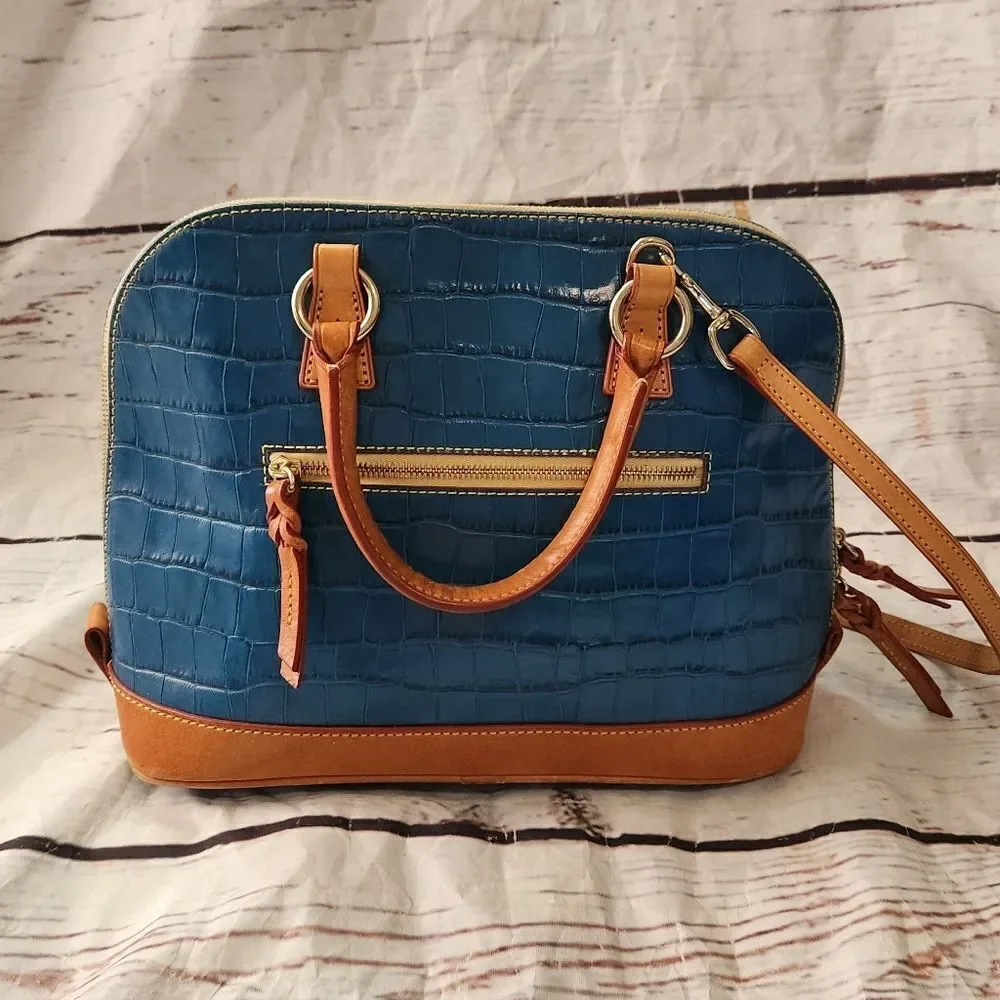 Dooney & Bourke Croc Embossed‎ Zip Satchel NWT