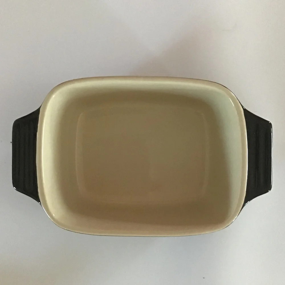 New Stoneware Casserole Bakeware with Lid Black White