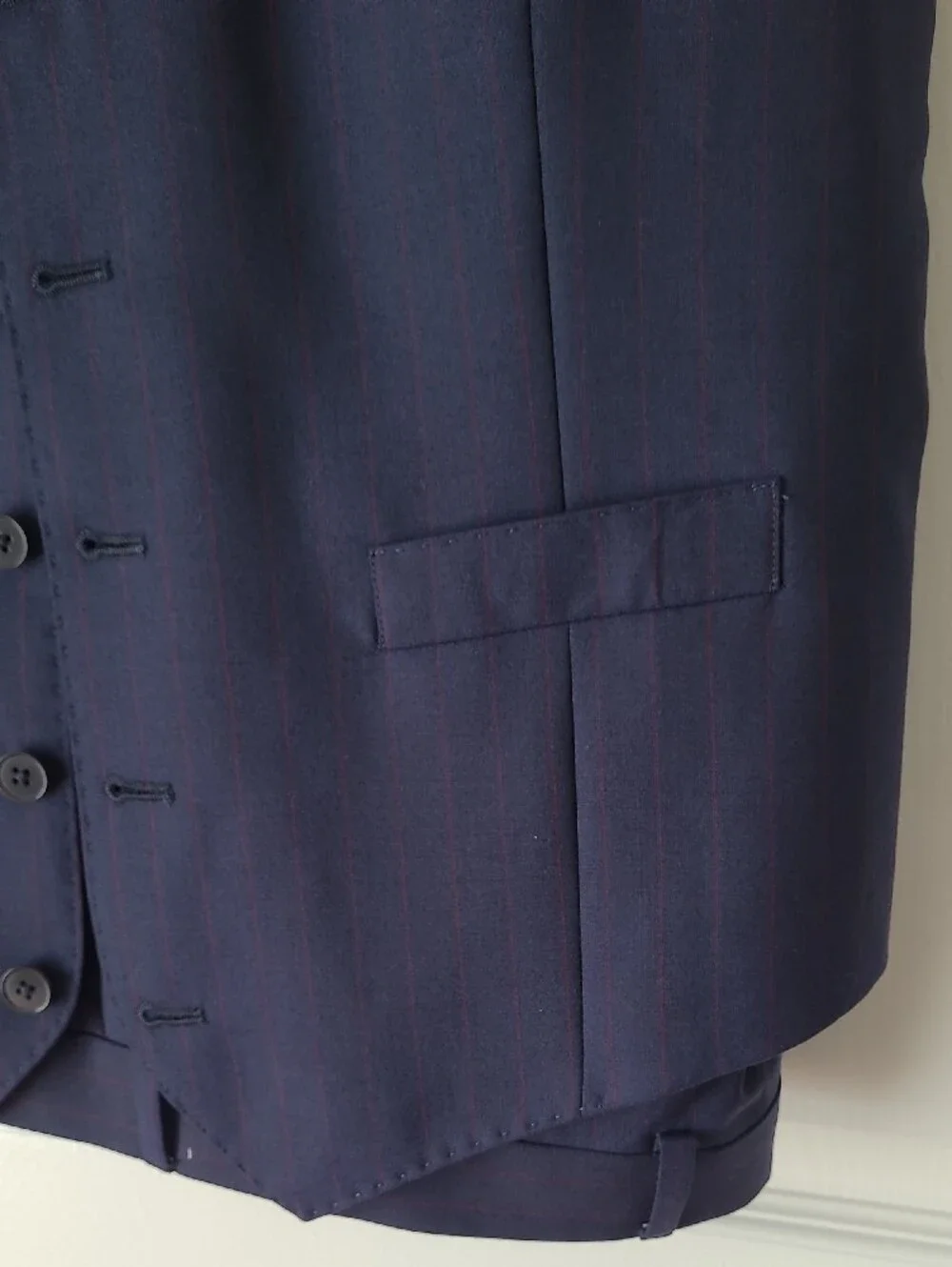 Charles Tyrwhitt Men's Navy Blue and Pink Suit with Vest