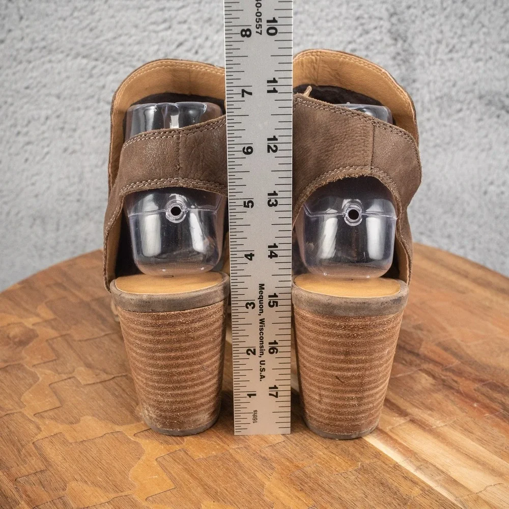 Lucky Brand Womens Jubai Peep Ankle Leather Heels Boots open toe shoes sz 9 Boho