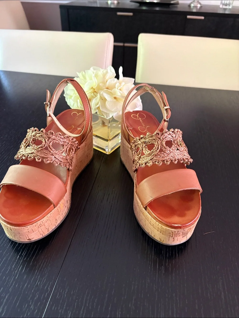 Jessica Simpson- Platform Wedge Sandals in Tan Brown- Women