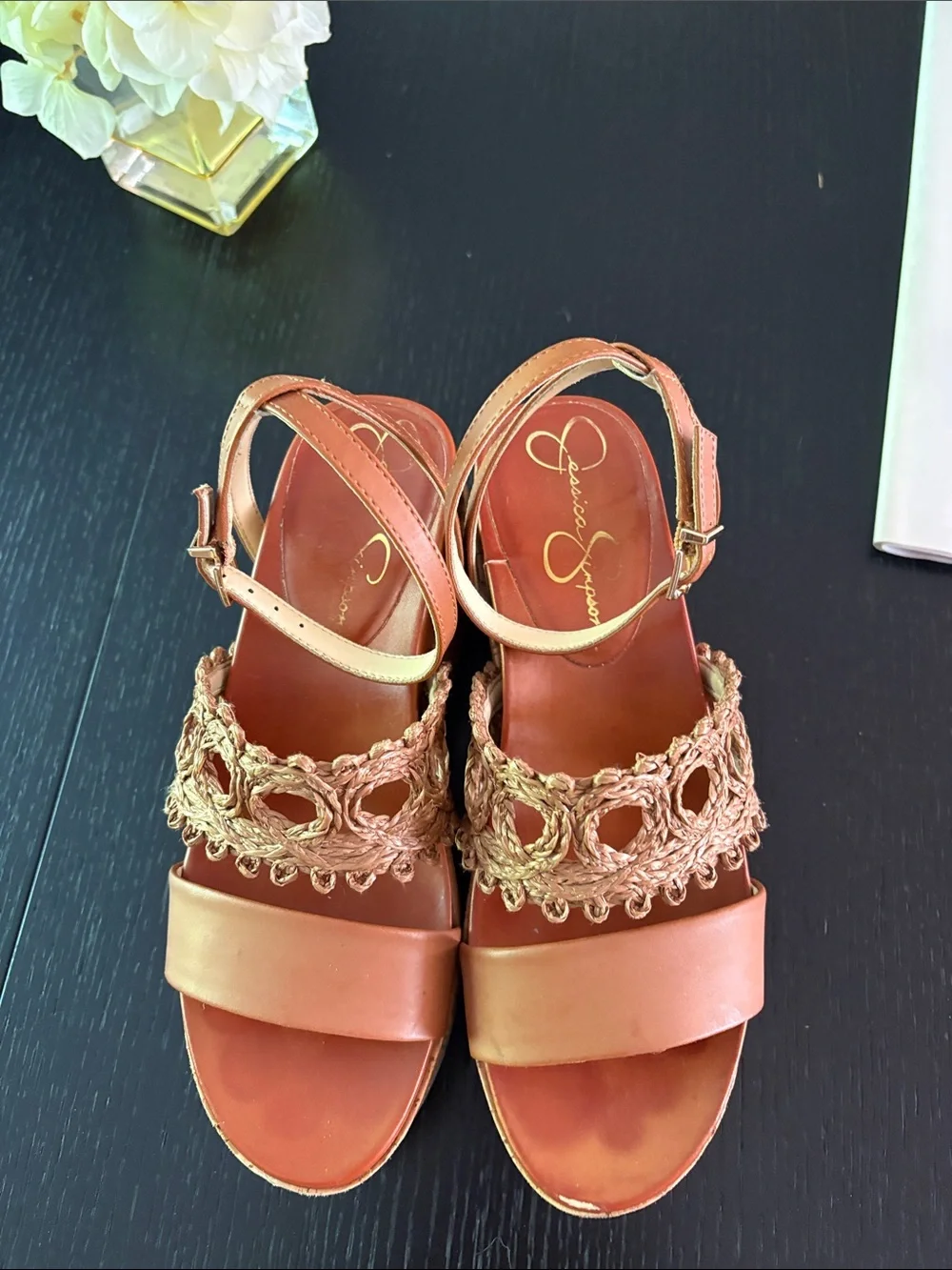 Jessica Simpson- Platform Wedge Sandals in Tan Brown- Women