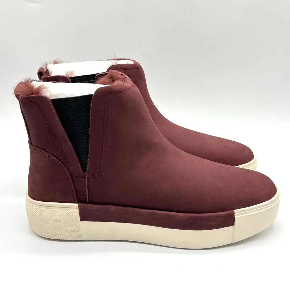 Jslides Womens Size 6 Val Burgundy‎ Red Nubuck Leather Ankle Boots Booties Shoes
