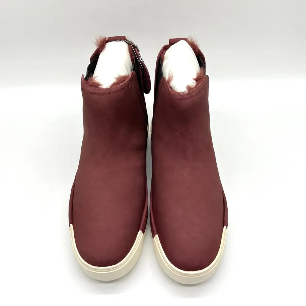Jslides Womens Size 6 Val Burgundy‎ Red Nubuck Leather Ankle Boots Booties Shoes