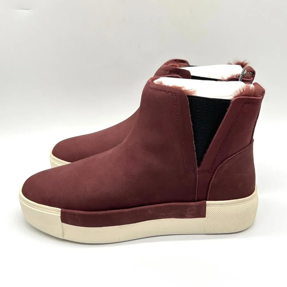 Jslides Womens Size 6 Val Burgundy‎ Red Nubuck Leather Ankle Boots Booties Shoes