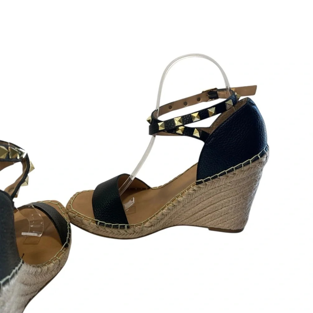 Steven New‎ York Espadrilles Yute Kinlee Wedges Sandals 8.5 Black Tan Nautical