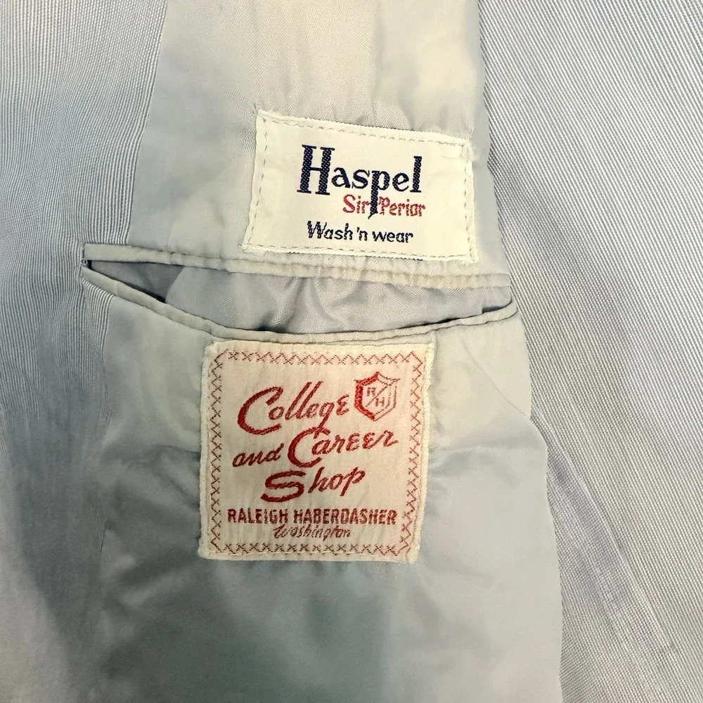 Haspels Sir Perior Blue Pin‎ Striped Jacket Wash & Wear Size 42 1950's Raleigh's