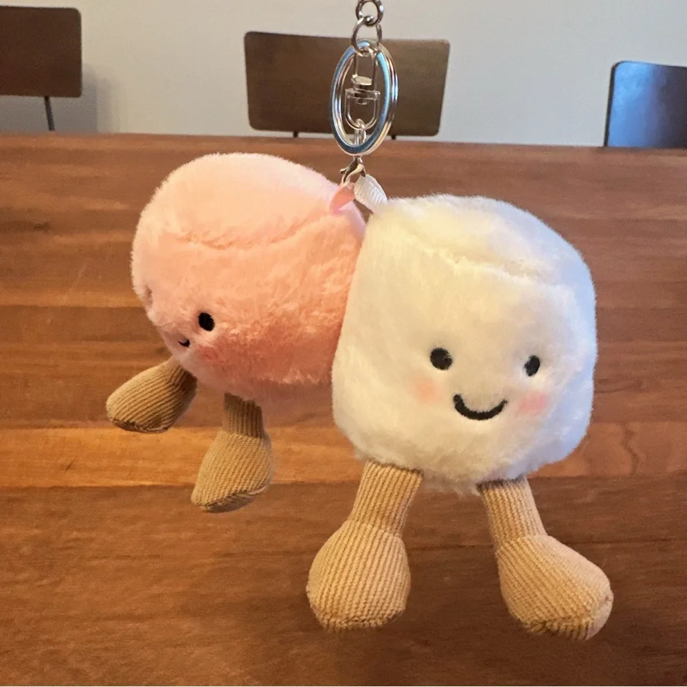 Pair of Marshmallows Plush Keychain Cute Kawaii Bag Charm Gift New