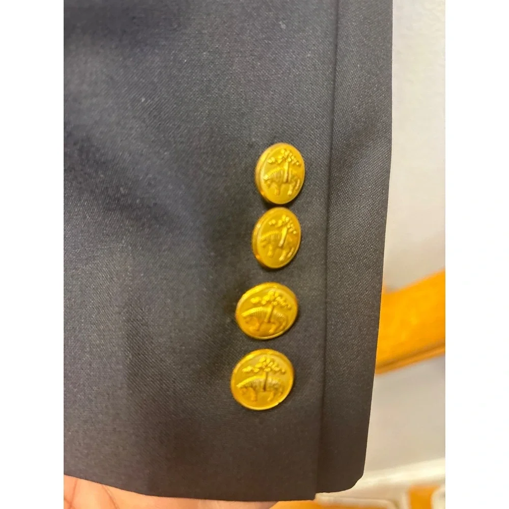 Brooks Brothers Blazer Mens Navy Blue  Loro Piana Wool Gold Buttons 43 L
