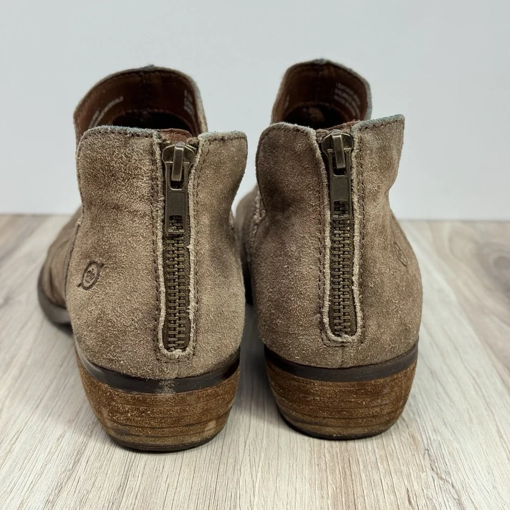 Born Kerri Ankle Boots Women's 8.5 Brown Suede Distressed Western Booties
