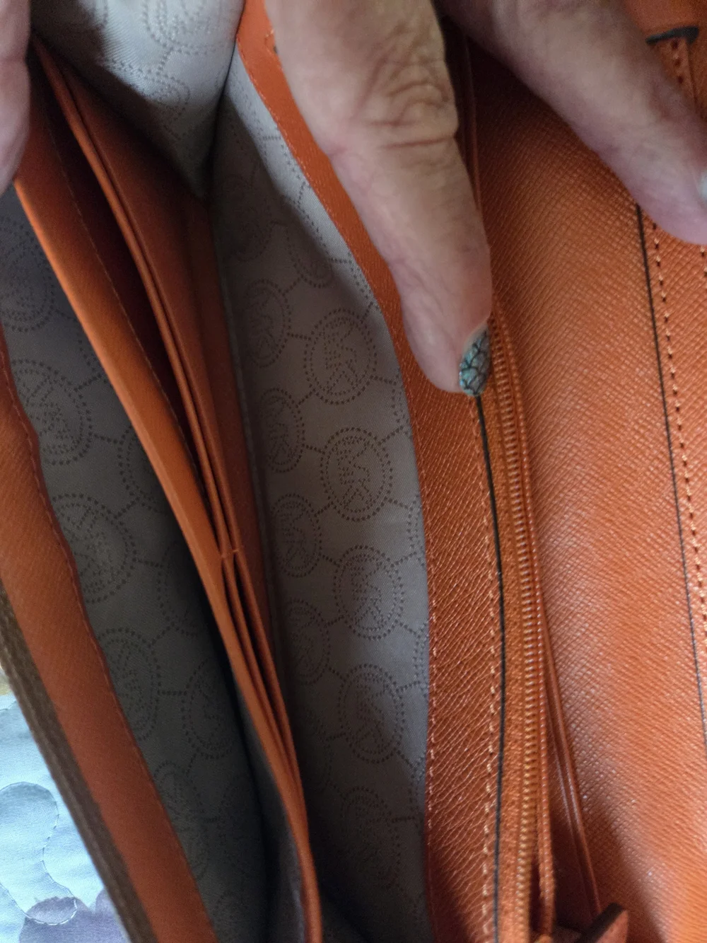 Michael Kors Brown Saffiano Leather Crossbody Wallet with Gold Chain
