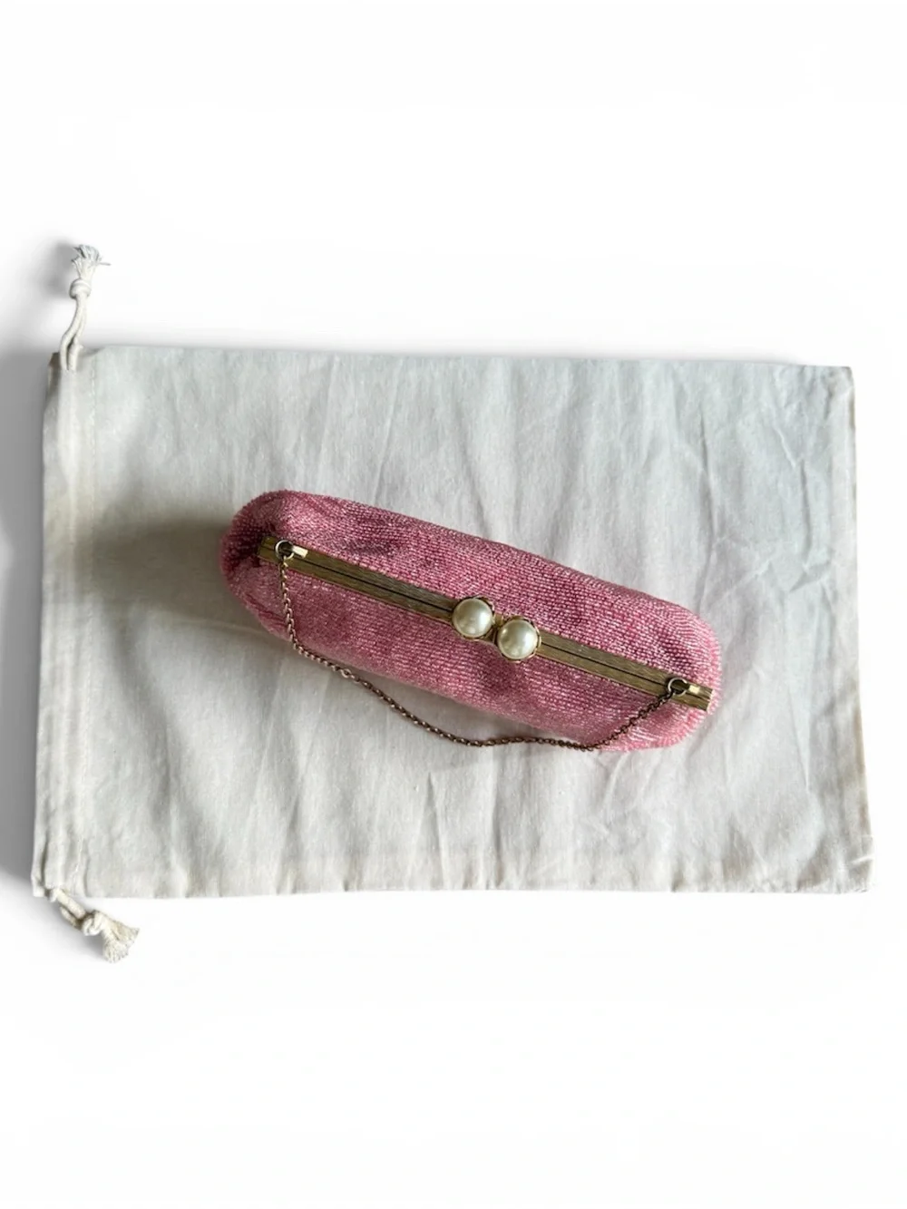 ✨ Rare Saguile Paris Vintage Pink Beaded Evening Clutch - Hand-Made France