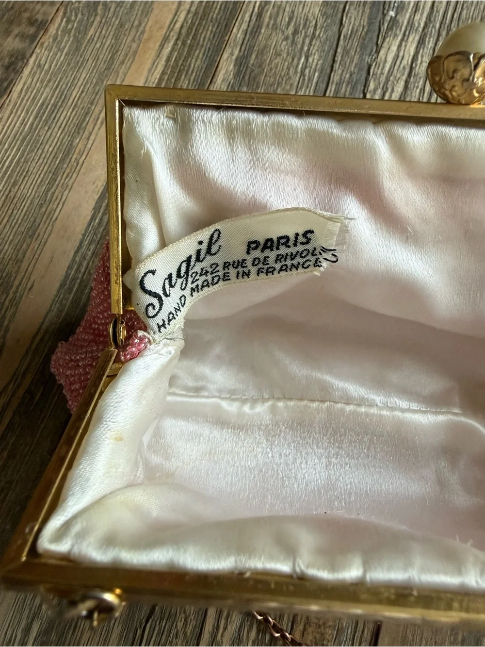 ✨ Rare Saguile Paris Vintage Pink Beaded Evening Clutch - Hand-Made France