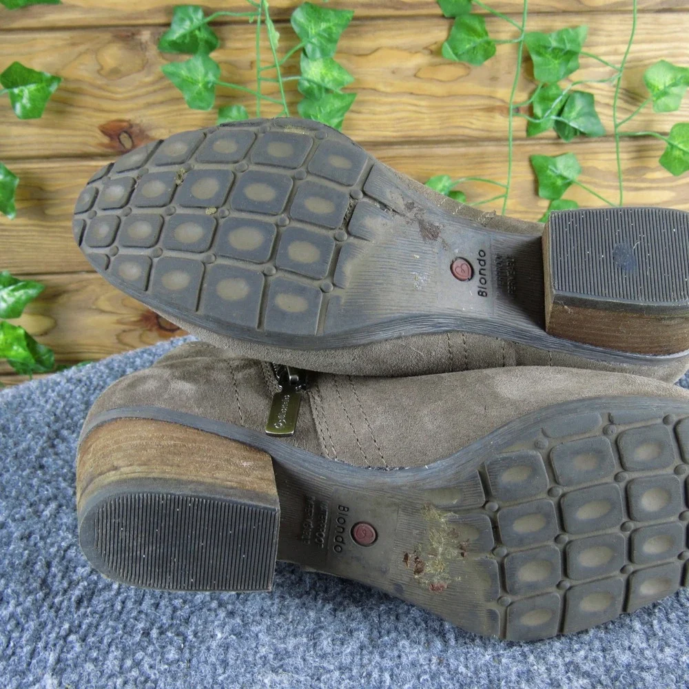 Blondo Waterproof Suede Ankle Booties Women's 7.5M Taupe‎ Side Zip Casual