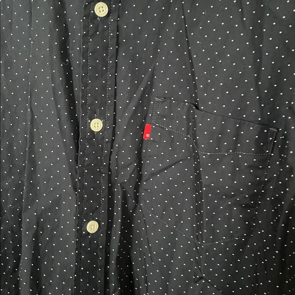 Levi's Men’s XXL 100% Cotton Dark Blue‎ White Polka Dot Long Sleeve Button Down