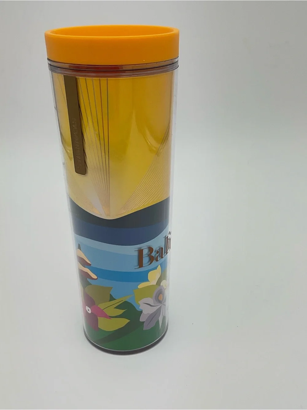 Starbucks Yellow Orange Floral Bali Travel Tumbler