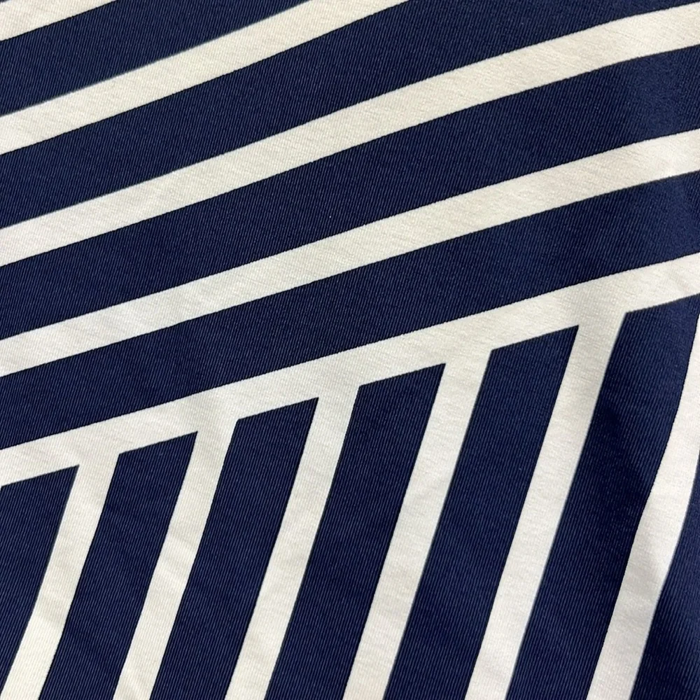 LAND'S END Navy/WHT Stripe High Neck Modest/Full Coverage Tankini Swim Top 16DD