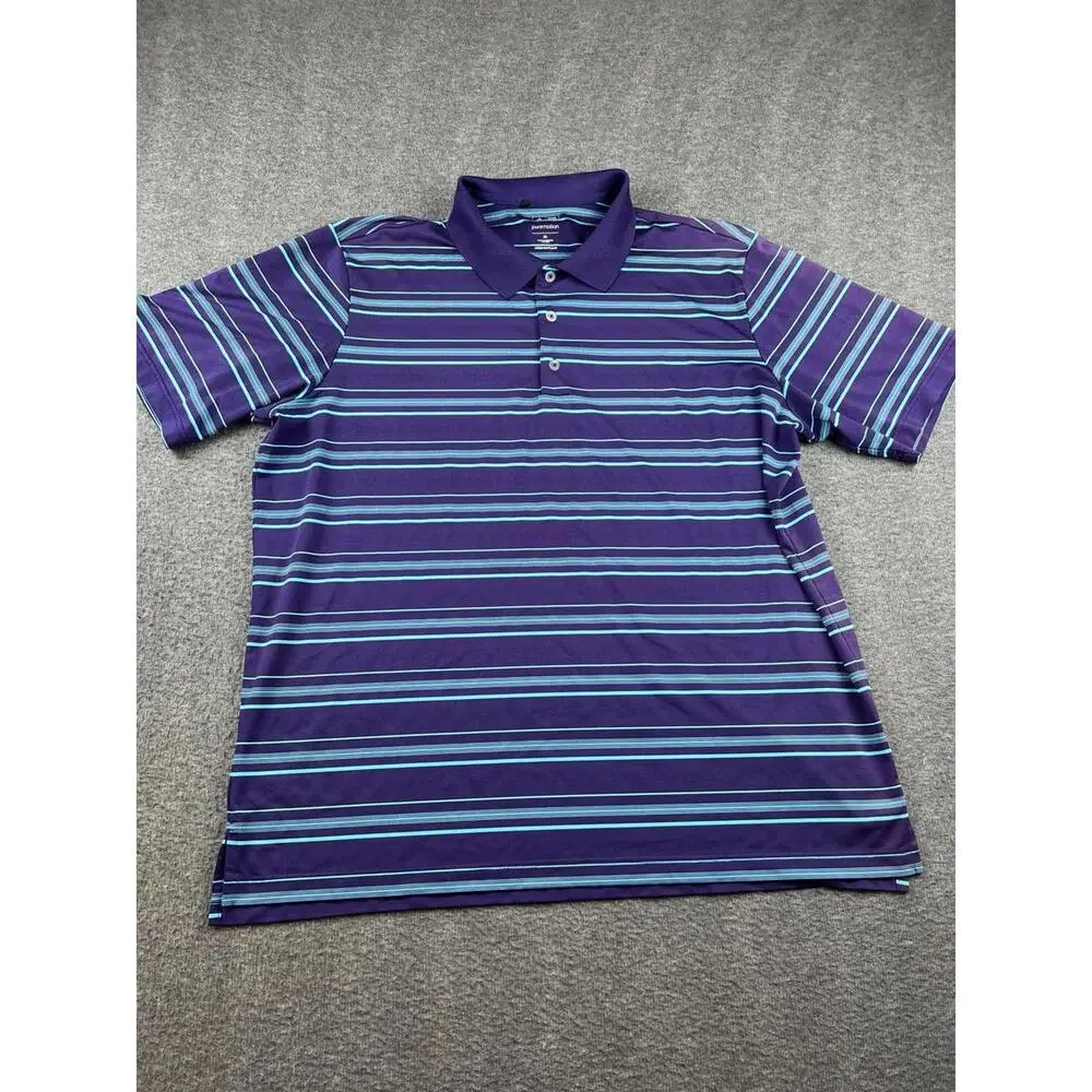 Adidas Mens Purple Striped Polo Shirt Size‎ XL