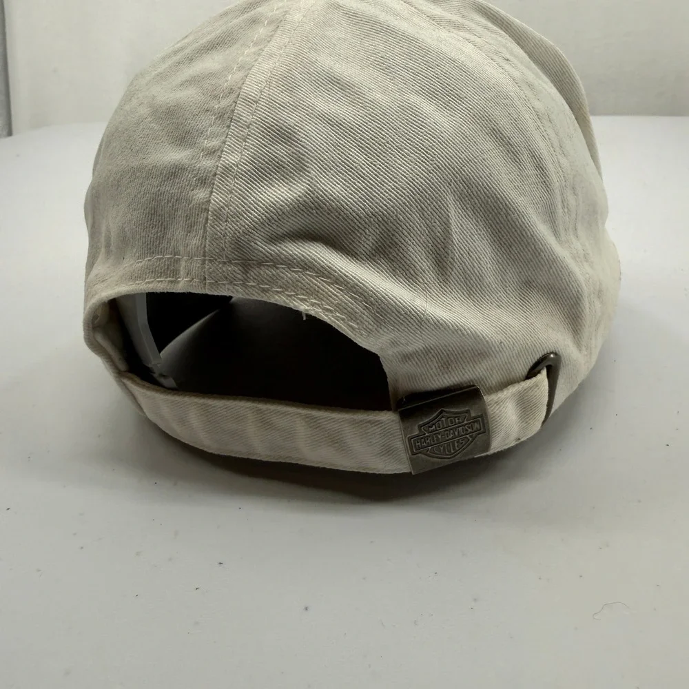 Harley-Davidson Hat Women OS White Sequin Embroidered Adjustable‎ Baseball Cap