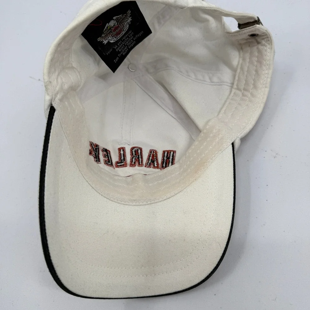 Harley-Davidson Hat Women OS White Sequin Embroidered Adjustable‎ Baseball Cap