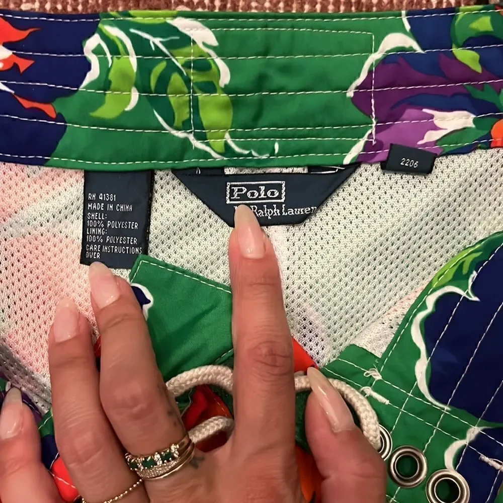 Polo by Ralph Lauren Men's Hawaiian Board Shorts-  Swim Trunks Tropical Green