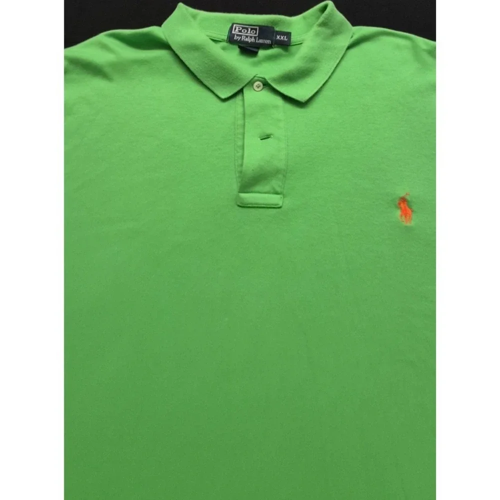 Polo Ralph Lauren men's‎ bright green polo shirt XXL orange  pony logo Cotton