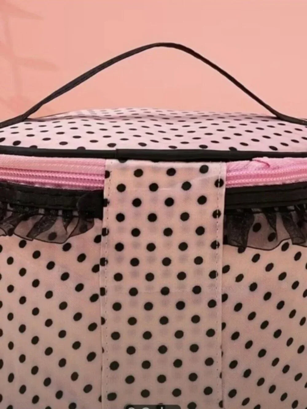 PINK & BLACK POLKA DOT COSMETIC CASE