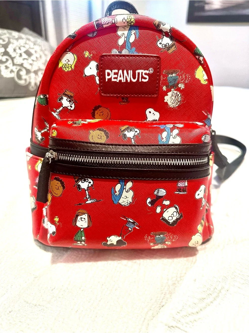 Peanuts Red Character Mini Backpack with Snoopy Print