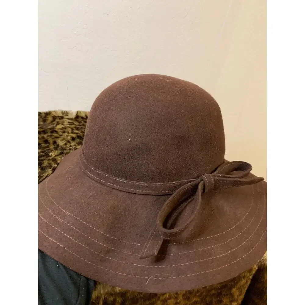 Wool Hat Brown Color Women One Size Fit All
