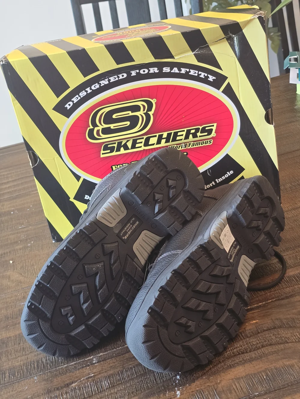 Skechers Black Work Ankle Boots with Cushioned Collar