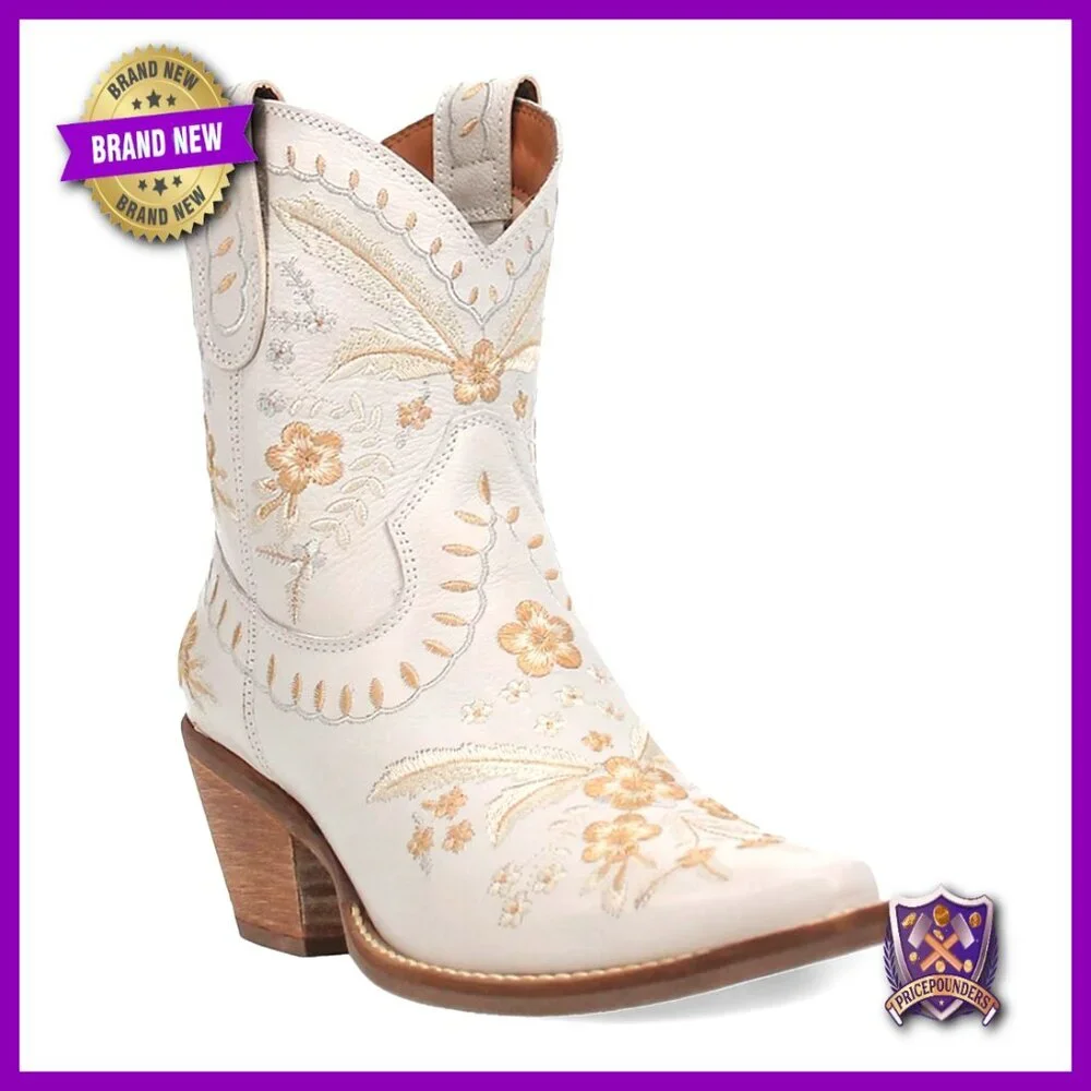Boho Embroidered Leather Ankle Boots with Lacing Detail and 2.5-Inch Heel