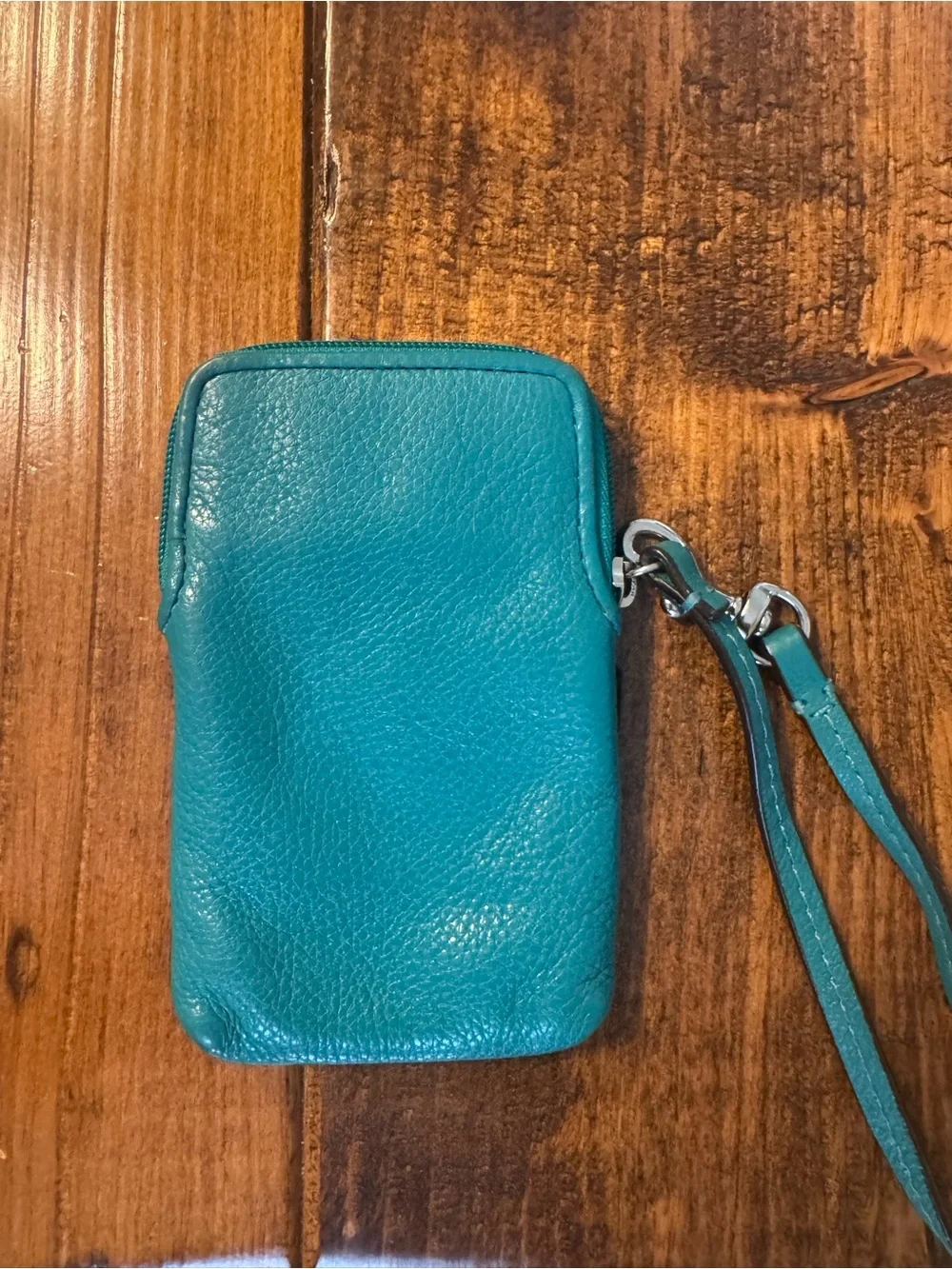 Coach Green Pebbled Leather Wristlet Pouch