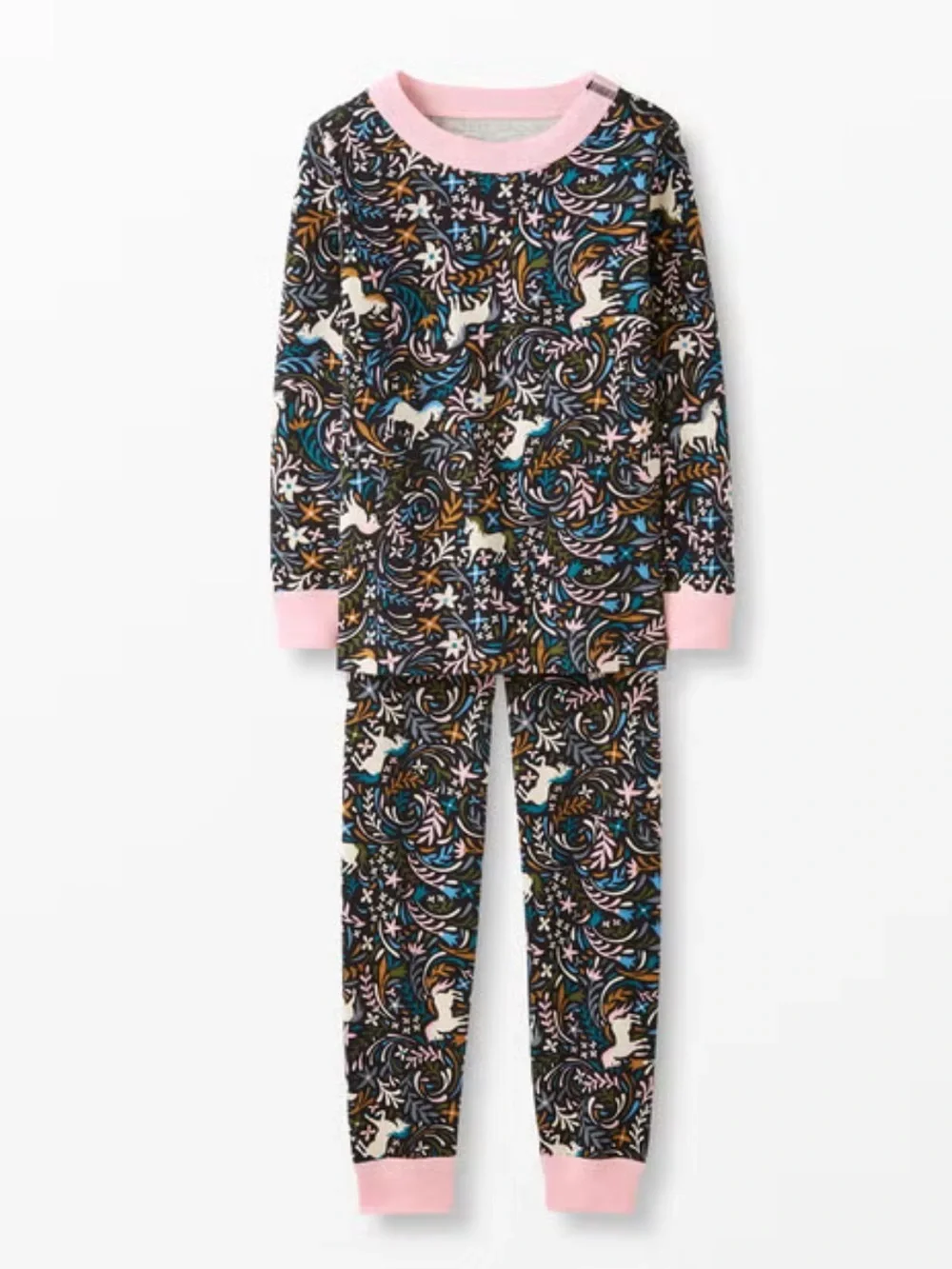 Hanna Andersson Long John Unicorn Pajama Set Toddler Girl 3T