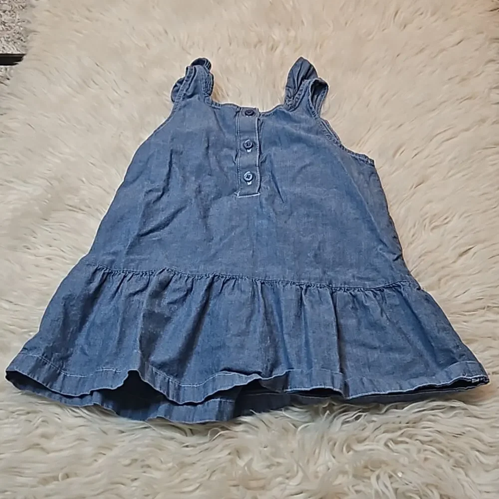 Carter's Girls Blue Chambray Sleeveless Peplum Tunic Shirt with Ruffles