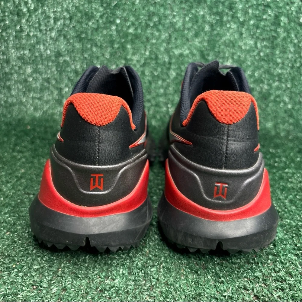 Nike‎ TW 14 Golf Shoes Mens Size 8 Black Red Tiger Woods Spiked 599416-001