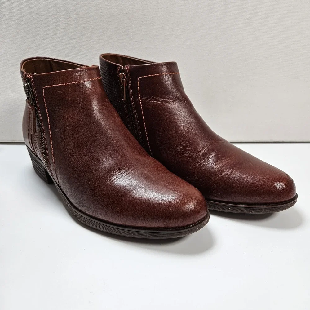Cobb‎ Hill by Rockport Women's Oliana Panel Boot Ankle Zip Brown 7 M Bootie