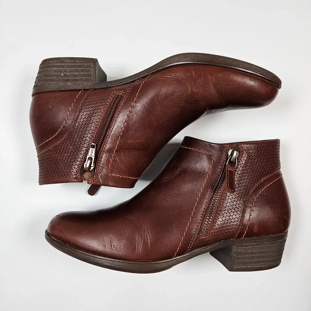 Cobb‎ Hill by Rockport Women's Oliana Panel Boot Ankle Zip Brown 7 M Bootie