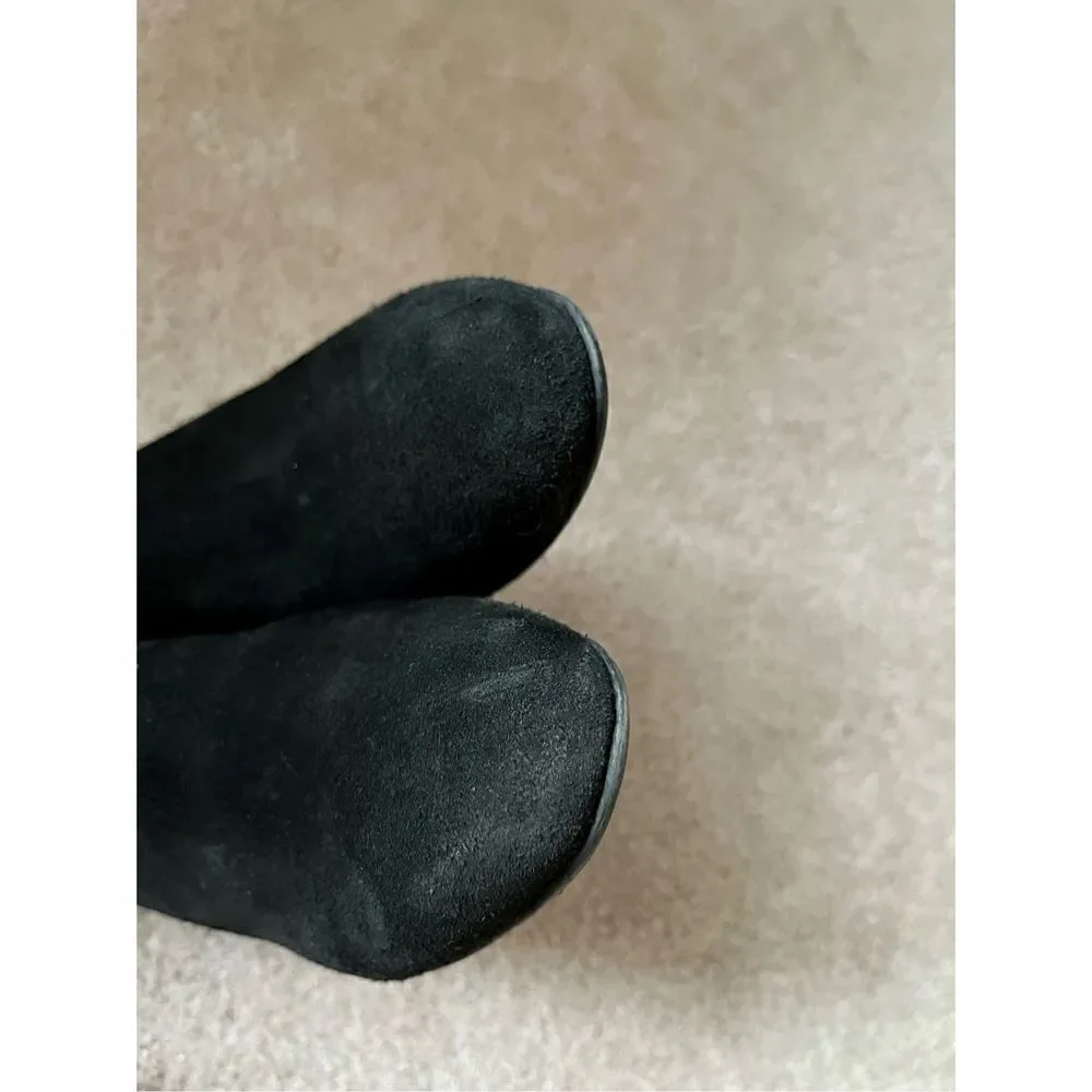 Aquatalia Ankle Boots Womens‎ Size 7.5 Strap Buckle Black Suede