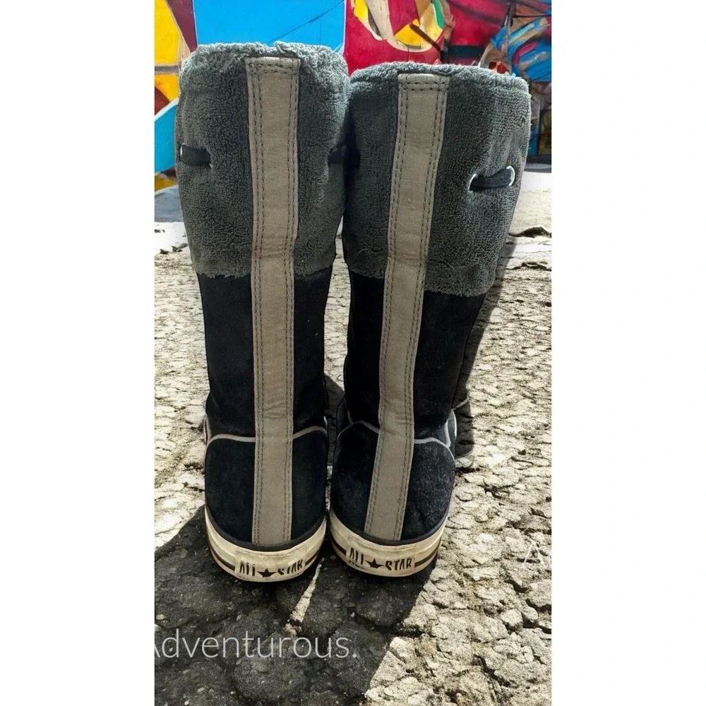 🔥RARE!Converse🤑Chuck Taylor🖤High Andover Fold Over Black Suede Boots Skater 8