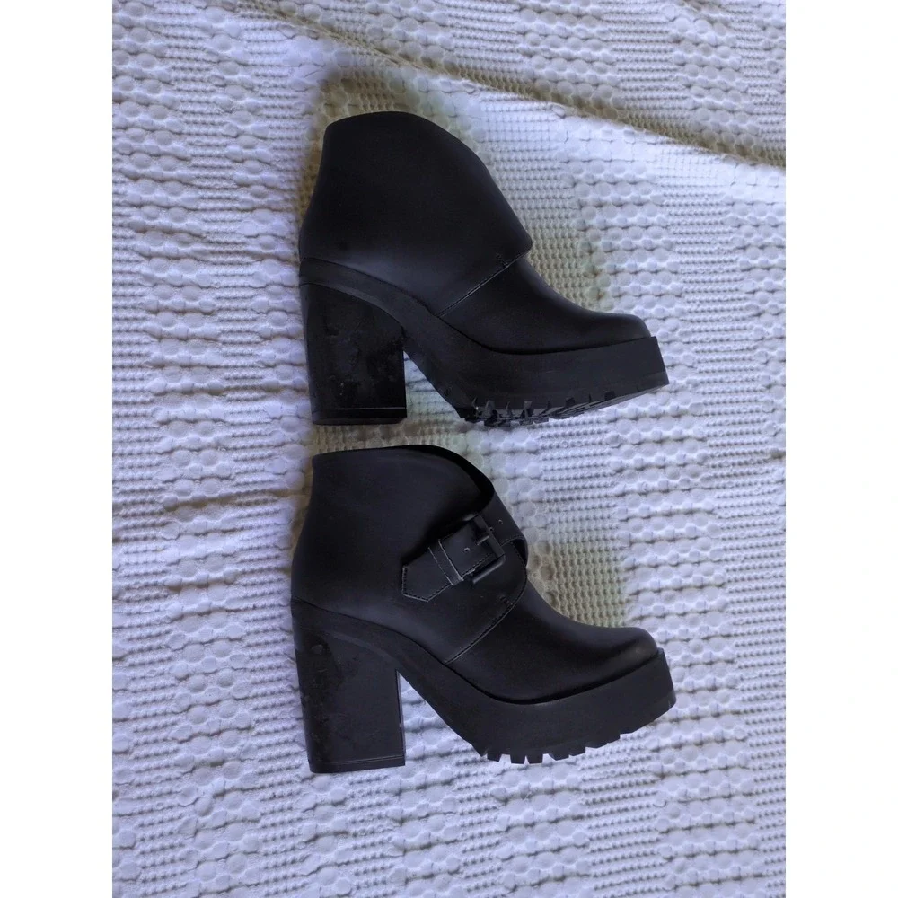 Miista Heeled Ankle Platform Boots FLAWS Black Size 8.5 US 39 EU